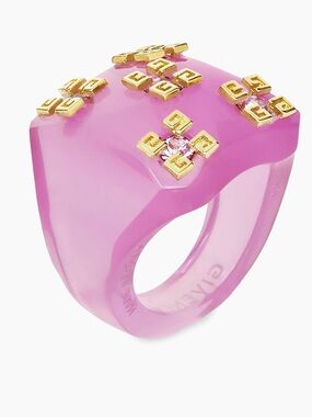 Givenchy 4G Plumetis Ring With Crystals